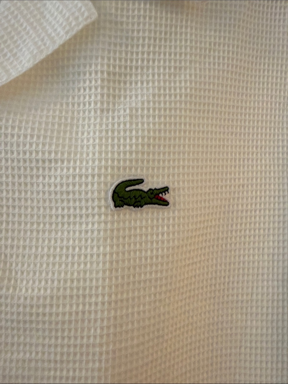 Lacoste White Short-Sleeve Camp Collar Button-Down Shirt - Picture 3 of 3